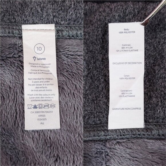 Ivivva Girls Size 10 Gray Business Wrap Fleece Lined Jacket Thumbholes Warm - Picture 12 of 15